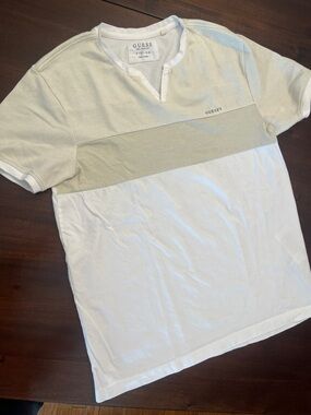 Guess White & Mint Johnny Collar Short Sleeve Tee